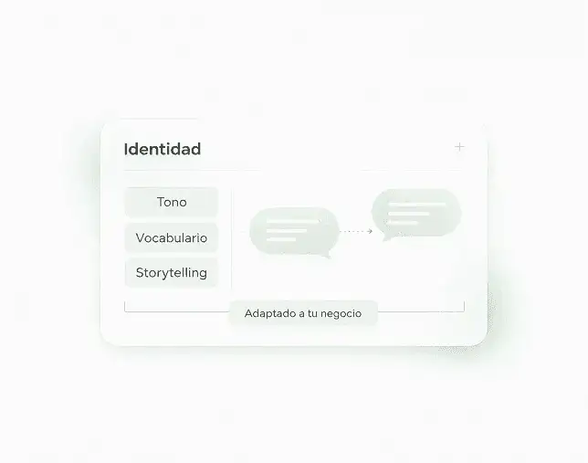Diagrama: Tono, Vocabulario y Storytelling transforman un mensaje, adaptado a tu negocio